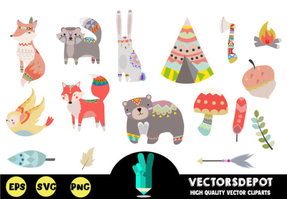BOHO Woodland Tribal Animals Graphics for Digital Creators