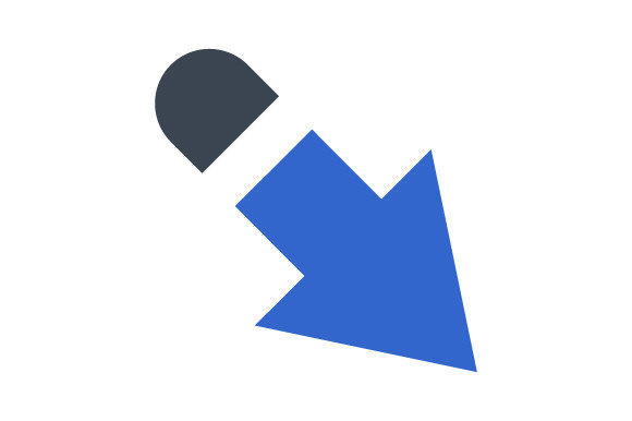 Down Right Arrow Icon: A Modern Graphic Design Asset