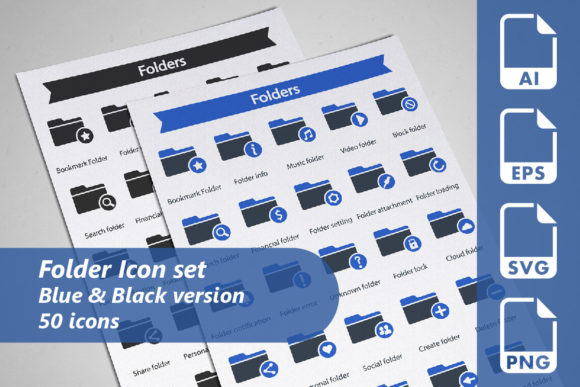 Folder Icon Set Graphics for Crafting