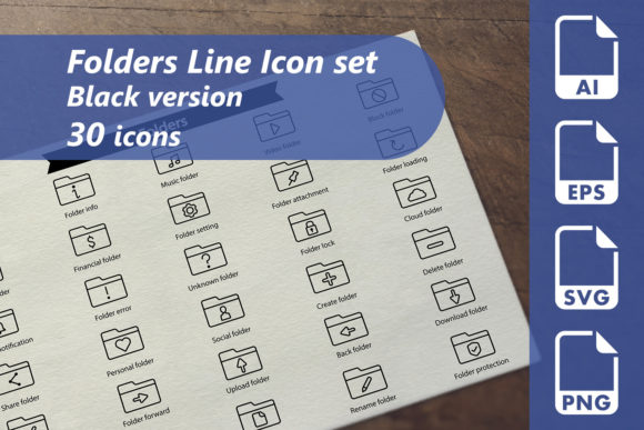 Folders Line Icon Set Graphics